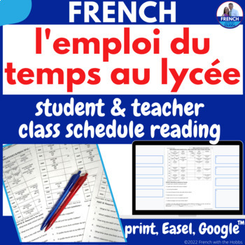 Preview of French School Schedule Reading Comprehension Print & Digital l'emploi du temps