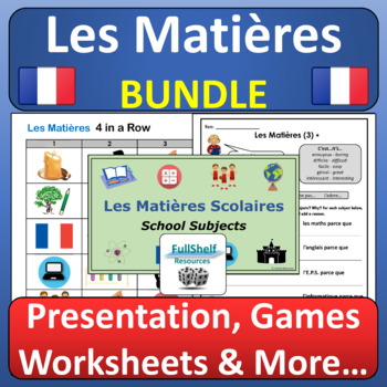 Preview of French School Subjects Les Matières Scolaires Unit School Subjects in French FSL