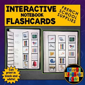 Preview of French School Supplies Flashcards Interactive Notebook Flashcards À l'École