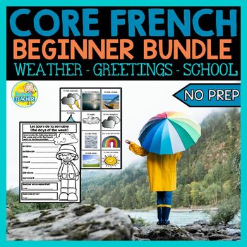 Preview of French School Weather and Feelings Beginner Bundle - Units and Projects