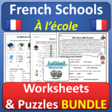 French Schools Worksheets À l'école BUNDLE Schools in Fren