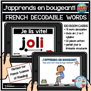 Preview of French Science of Reading Boom Cards | Decodable Words with Brain Breaks