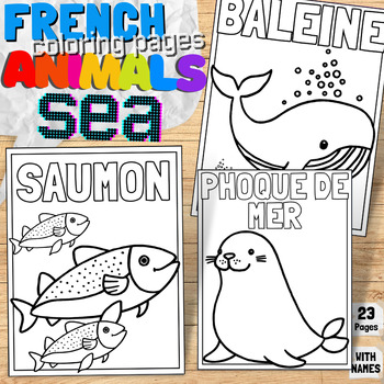 Preview of French Sea and Water Animal Labels Printable Coloring Pages | Sea & Ocean Book