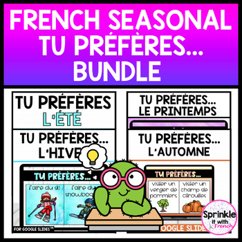 Preview of French Seasonal Tu préfères... Bundle French Seasonal Would You Rather? Bundle