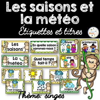 Preview of French Seasons and Weather - Saisons et météo - thème: singes