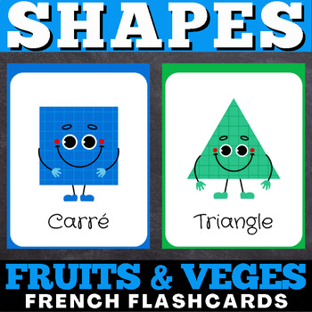 Preview of French Shapes Flashcards for Kindergarten, Prek and 1st Grade