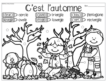 French Shapes around the Room: L'Automne by Penny's Primary Printables