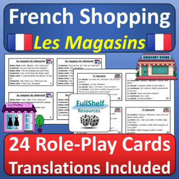 Preview of French Shopping Au Magasin Speaking Activities Role Play Stores in French FSL