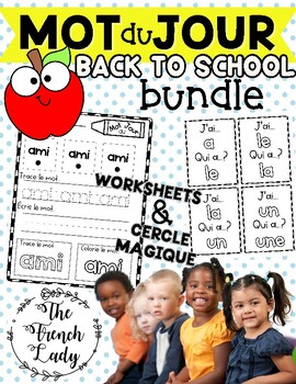 Preview of French Sight Word of the Day -BUNDLE (Printables & Cercle Magique) - MOT DU JOUR