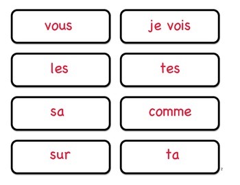 French Sight Words Match Game - Set 2 and 3 | TpT