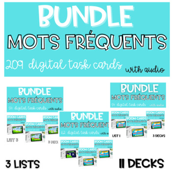 Preview of BUNDLE French Sight Words audio Grade 2 | BOOM CARDS Mots Fréquents | 3 LISTS