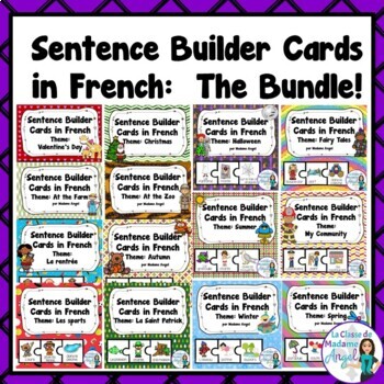 Preview of French Silly Sentence Builder Cards:  The Bundle