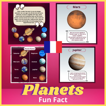 Preview of French Solar System Unit - Lessons & Activities for the Planets facts cards