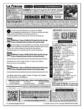 Preview of French Song: Dernier Métro (+ Multimedia Resources)