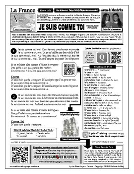 Preview of French Song: Je suis comme toi (+ Multimedia Resources)