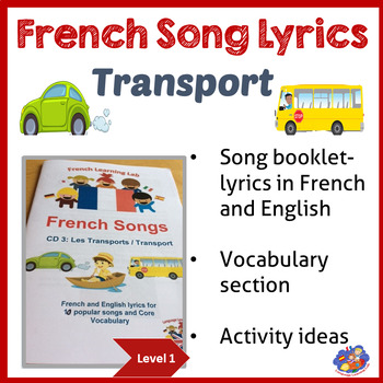 Preview of French Song booklet & Ideas - Transport - French immersion