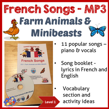 Preview of French Immersion - 11 Songs MP3 & Song Booklet - Farm Animals & Minibeasts