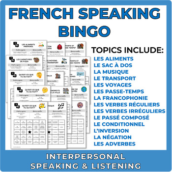 Preview of French Speaking Bingo - Fun Interpersonal Communication