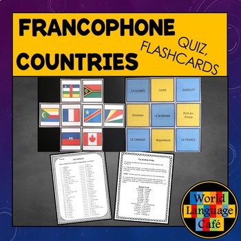 Preview of FRENCH SPEAKING COUNTRIES FLASHCARDS ⭐ Countries Capitals Flashcards ⭐ Quiz