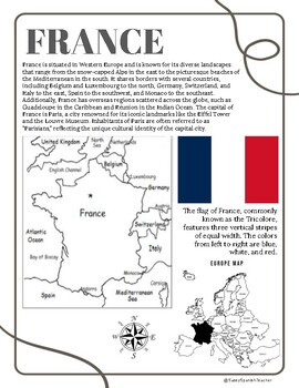 French Speaking Countries Geography Infographics by Sassy Spanish Teacher