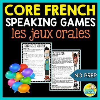 Preview of French Speaking Games & Activities - les jeux oraux - Middle Years FSL