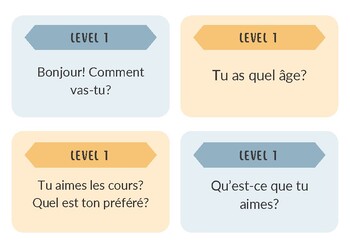 Preview of French Speaking Prompts Level 1-3