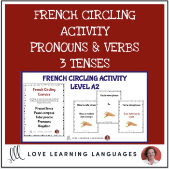 Preview of French Spiral Review Activity - French Pronouns and Verbs in 3 Tenses