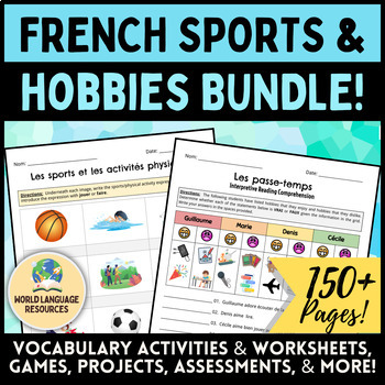 Preview of French Sports & Hobbies BUNDLE! - Les sports, passe-temps, faire, jouer, aimer