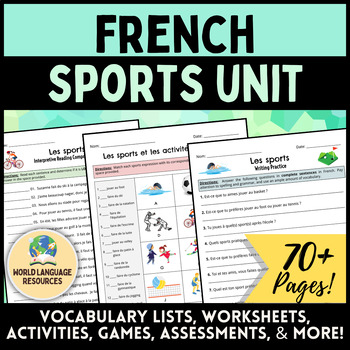 Preview of French Sports Vocabulary Unit - Les sports, faire & jouer