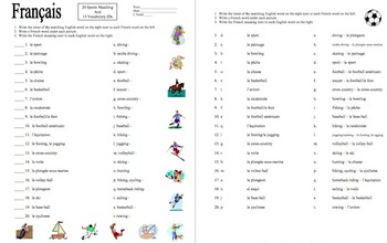 Sports Vocabulary  8th grade ISE - 0