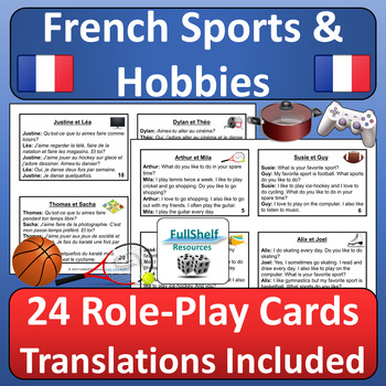 Preview of French Sports and Hobbies Speaking Activity Role Play Sports Hobbies in French