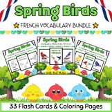French Spring Birds Coloring Pages & Flashcards BUNDLE for