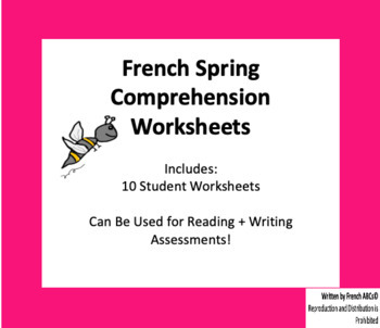 Preview of French Spring Comprehension Worksheets | Compréhension de lecture le printemps