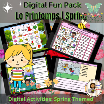 Preview of French Spring Digital Googleslides activities : French Le Printemps