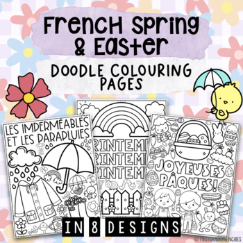 Preview of French Spring Easter Coloring Pages | Le Printemps et Pâques