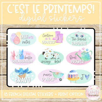 Preview of French Spring & Easter Stickers (Digital + Printable) | Le printemps