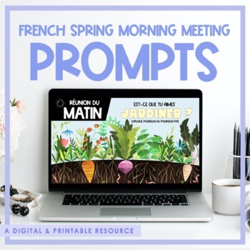 Preview of French Spring Morning Meeting Prompts | Digital & Printable
