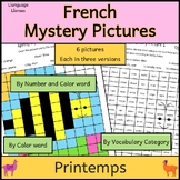 French Spring Mystery Pictures - color by number, color wo