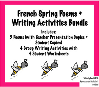 Preview of French Spring Poems + Writing Activities  | Poèmes et écriture pour le printemps