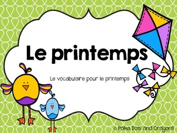 Preview of French Spring Le printemps File Folder Word Wall Vocabulary