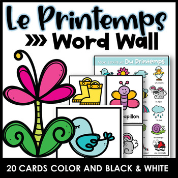 Preview of French Spring Vocabulary Word Wall | Le Printemps Mur De Mots | Lexique