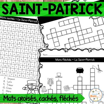 Preview of French St. Patrick's Day Crosswords Saint-Patrick - Mots croisés cachés fléchés