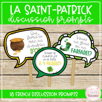 Preview of French St. Patrick's Day Discussion Prompts | La Saint-Patrick