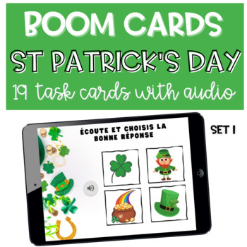 Preview of French St Patrick 's Day Vocabulary BOOM CARDS Audio Listening Activity SET 1