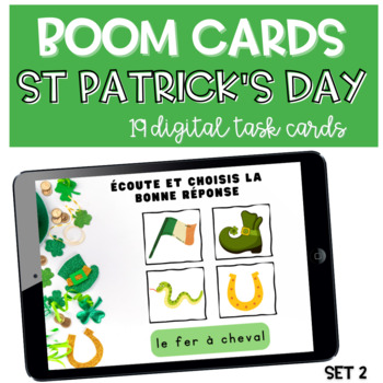 Preview of French St Patrick 's Day Vocabulary BOOM CARDS Reading Activity SET 2