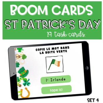 Preview of French St Patrick 's Day Vocabulary BOOM CARDS Spelling Activity SET 4