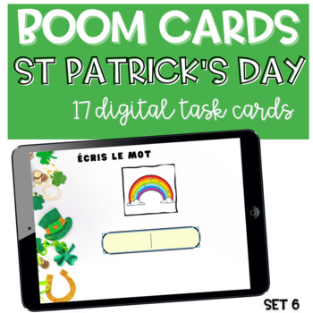 Preview of French St Patrick 's Day Vocabulary BOOM CARDS Spelling Activity SET 6