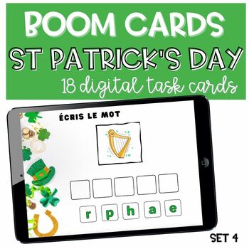 Preview of French St Patrick 's Day Vocabulary Game BOOM CARDS Spelling Activity SET 5