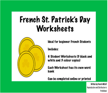 Preview of French St. Patrick's Day Writing Worksheets | Écriture pour la Saint Patrick