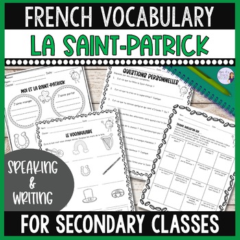 Preview of French St. Patrick's day worksheets + speaking activities  LA SAINT-PATRICK